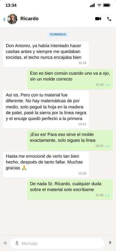 Conversación de WhatsApp del testimonio de Ricardo