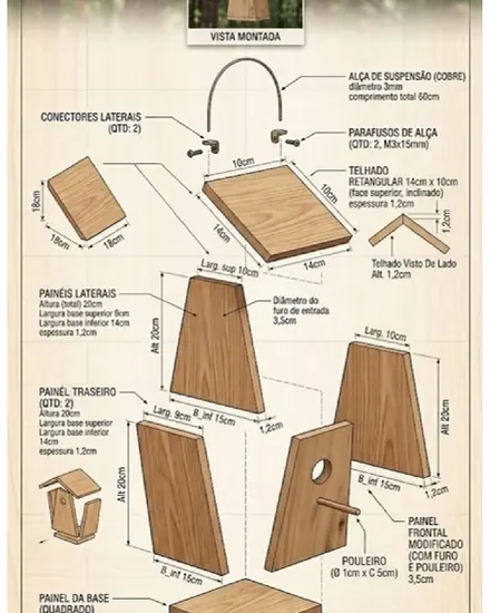 Molde de casita para pájaros: Modelo Trapezoidal