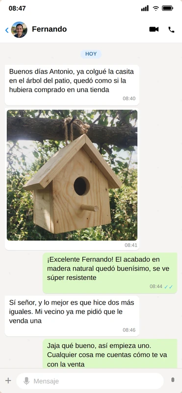 Conversación de WhatsApp del testimonio de Fernando